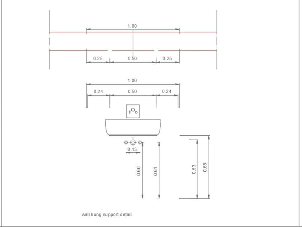 Wall hung basin detail support in AutoCAD | CAD (30.3 KB) | Bibliocad