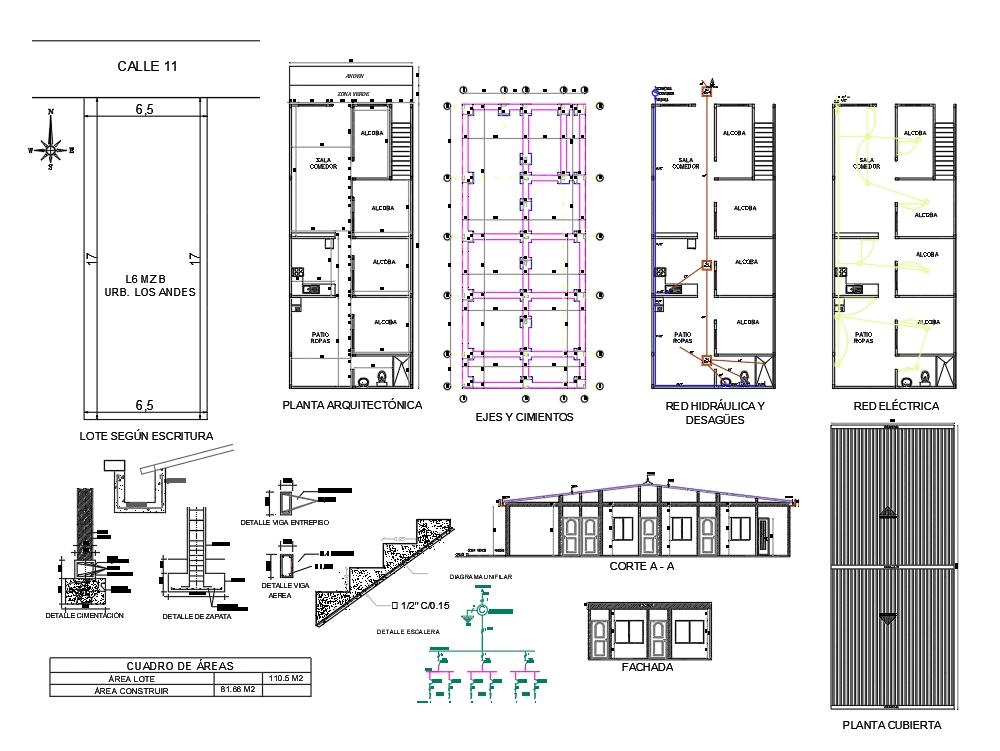 Casa Un Piso En Autocad Descargar Cad Gratis 27021 Kb Bibliocad 3684