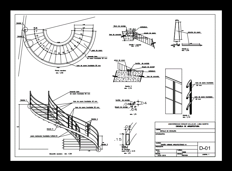 Escada de metal helicoidal