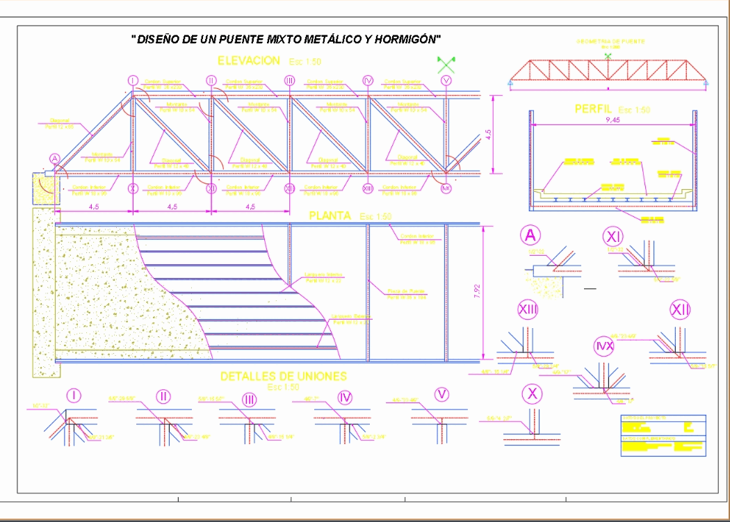 Puente Metalico En AutoCAD | Descargar CAD (233.65 KB) | Bibliocad