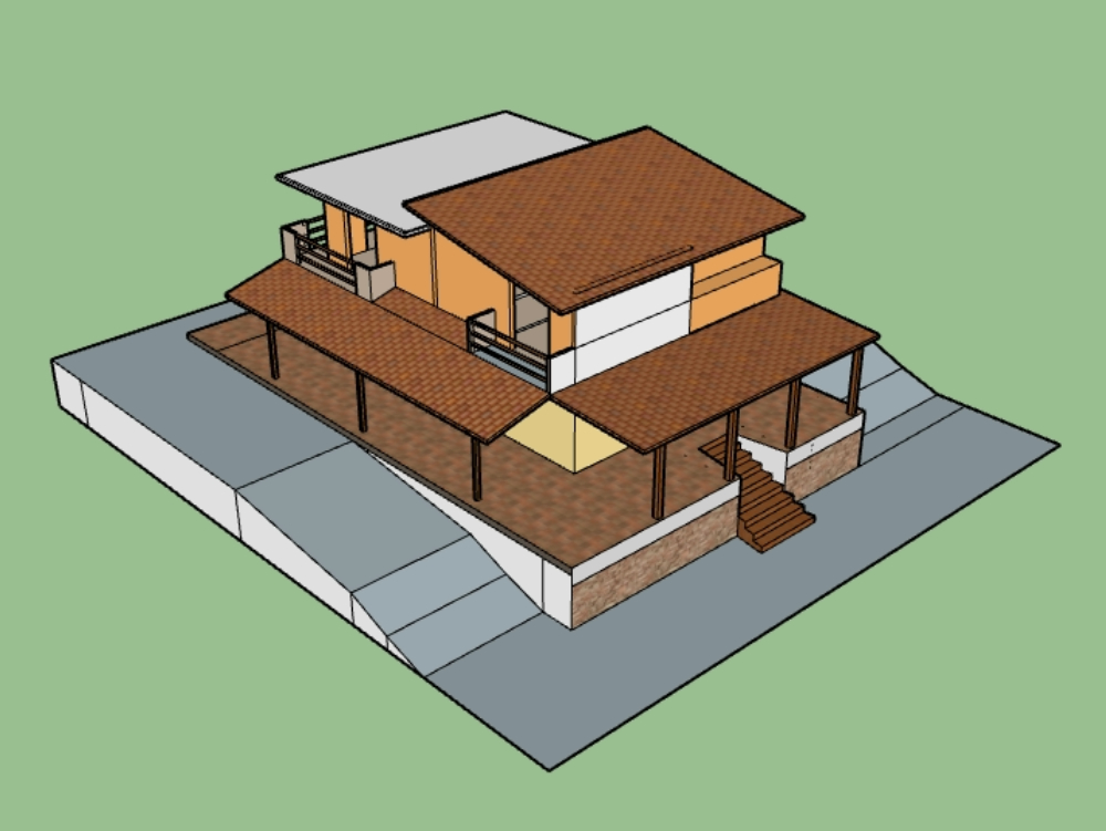 Maison à deux niveaux modèle 3D