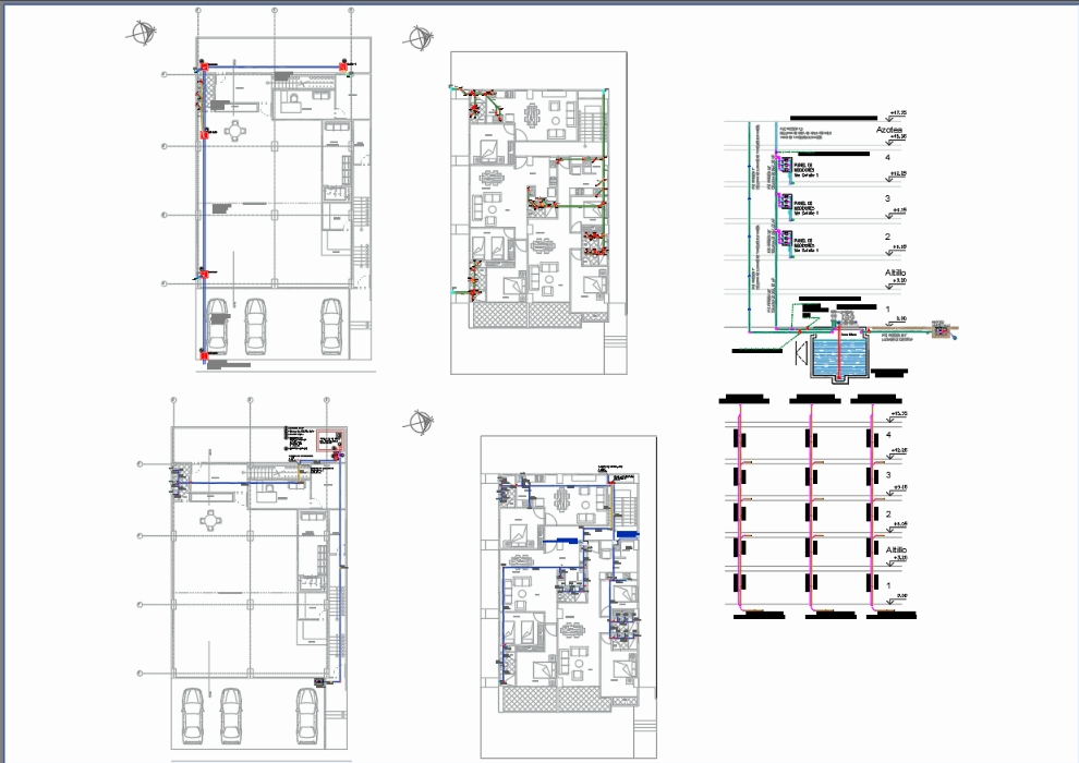 Design of hydraulic networks for a 4-story building