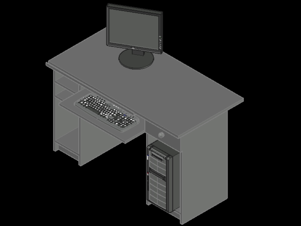 Mesa de ordenador en 3D.