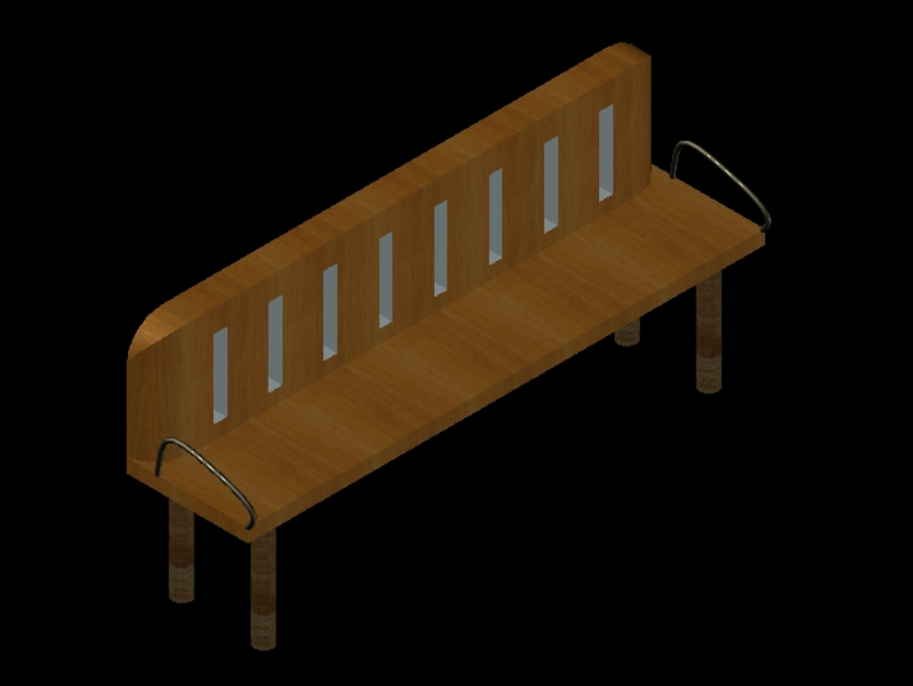 3d wooden bench.