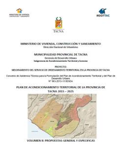 TERRITORIAL PLAN OF PACKAGING OF THE PROVINCE OF TACNA