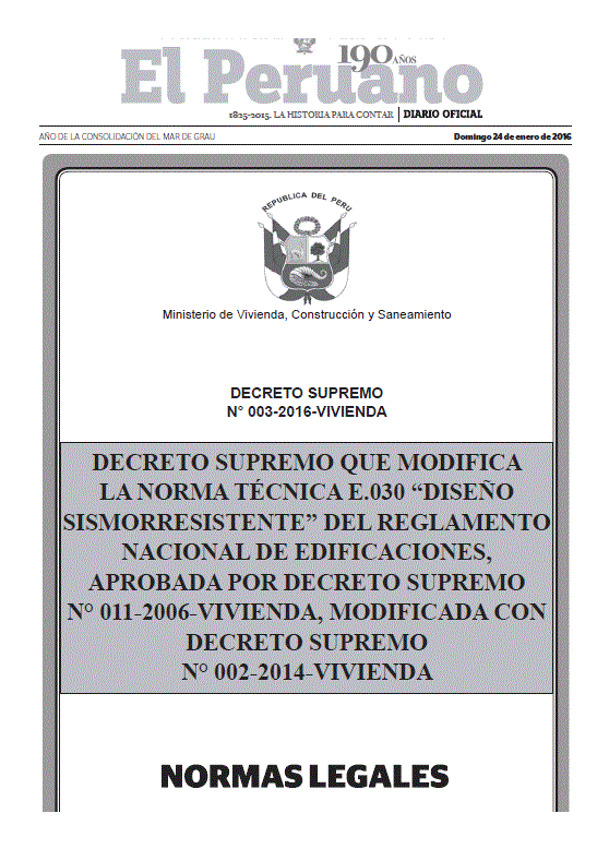SEISMIC DESIGN NEW STANDARD OF PERU E.030