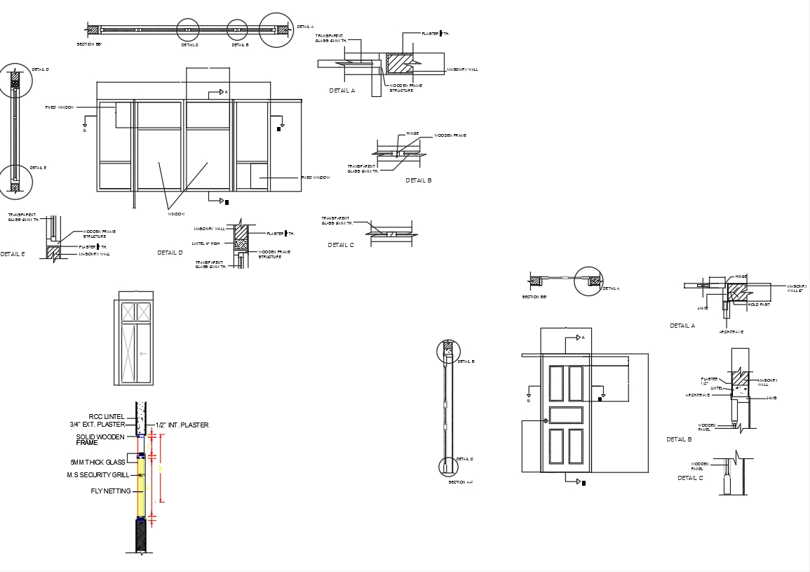 this is the detail drawing of doors internal part with wall section  elevations of door, some texting… | Door and window design, Detailed  drawings, Steel door detail