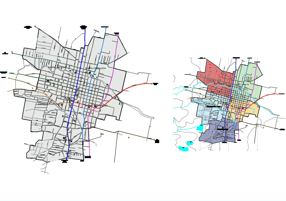 Plan des Stadtzentrums von Zimatlan de Alvarez; Oaxaca.