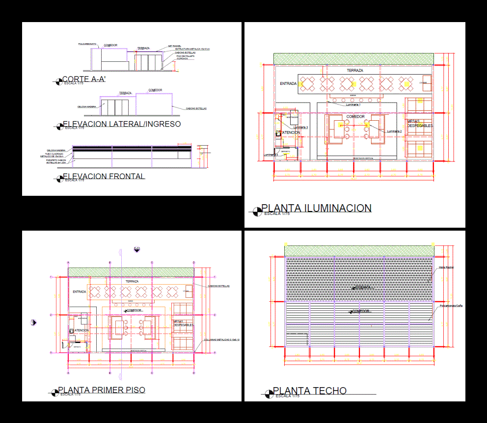 Sustainable cafeteria design in PDF | CAD ( KB) | Bibliocad