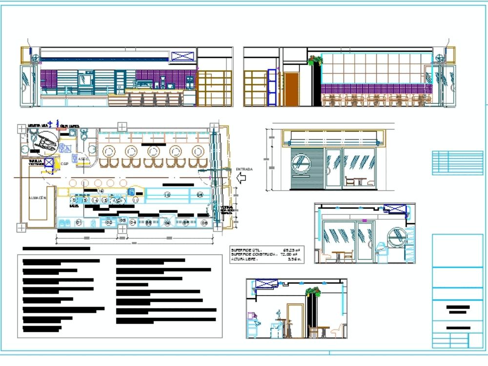 Small cafe in AutoCAD CAD download (1.06 MB) Bibliocad