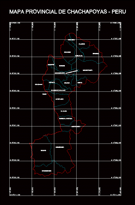 Carte de la province de Chachapoyas - Amazonas - Pérou