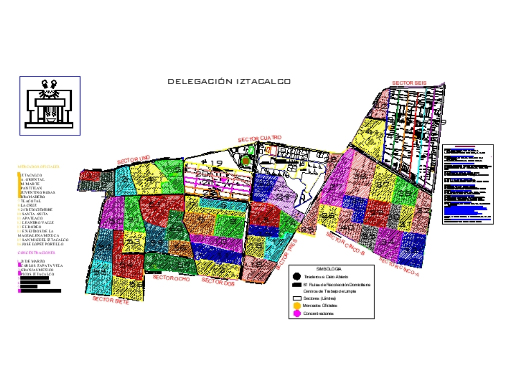 Delegational map of Iztacalco, Mexico.
