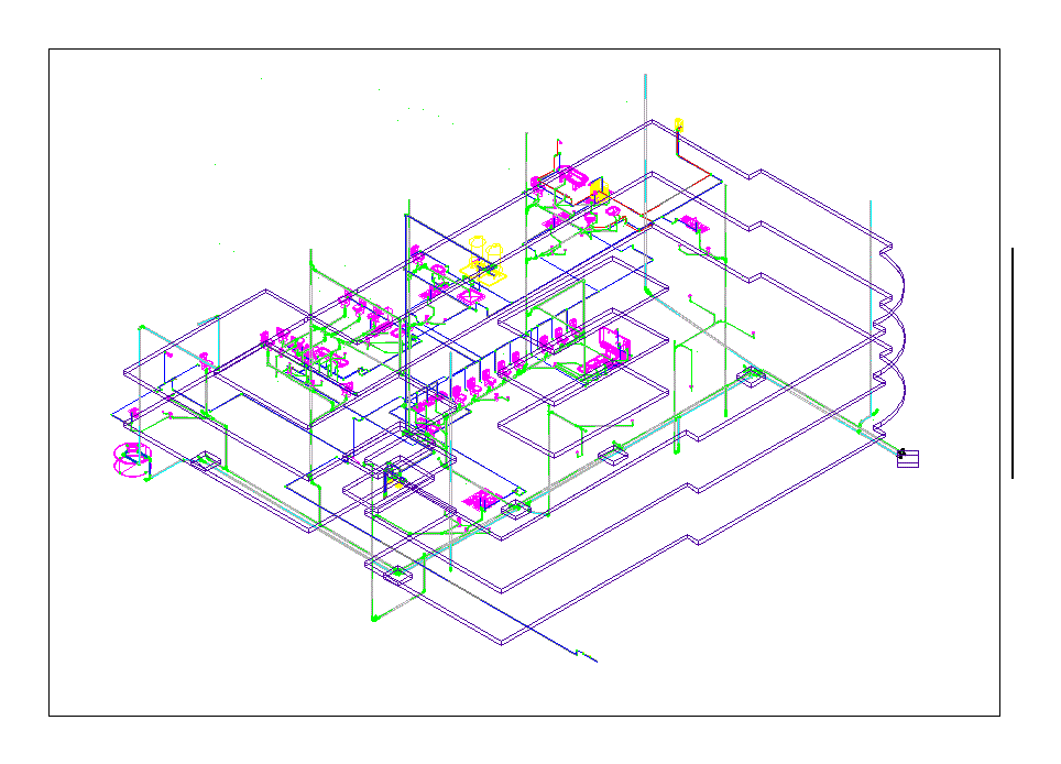 Bâtiment commercial d'installation hydraulique sanitaire isométrique