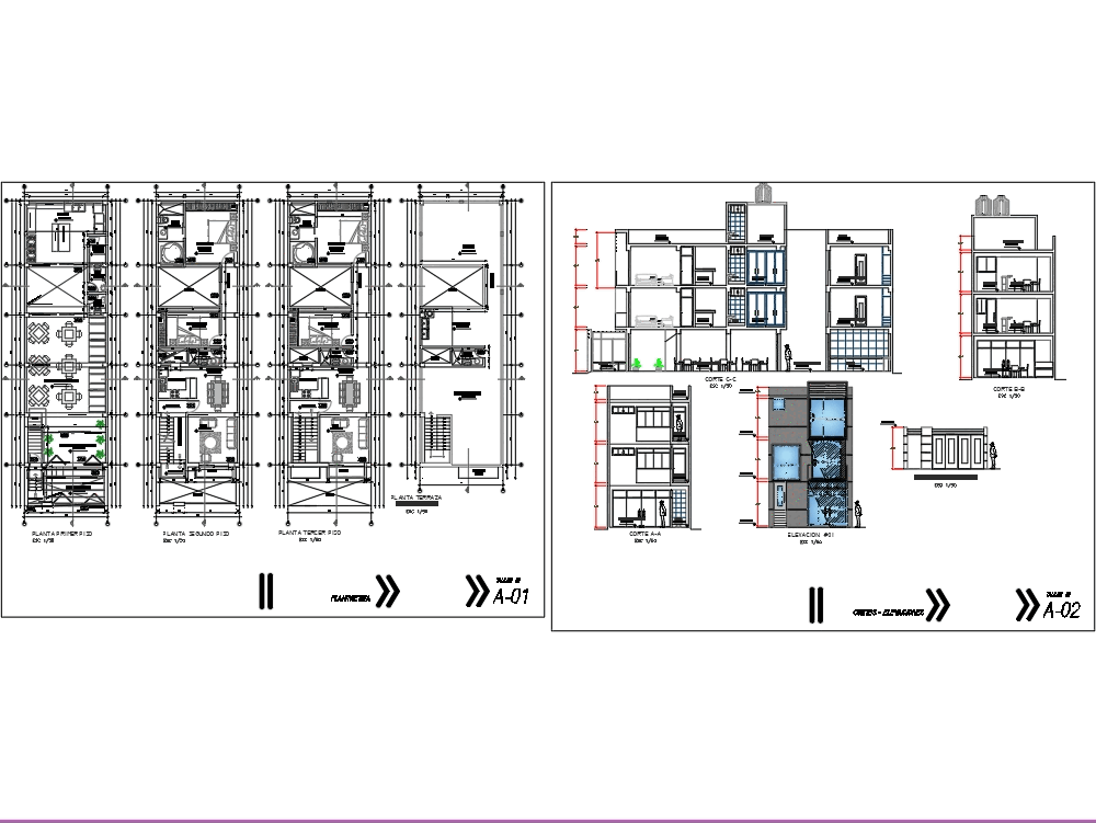 Vivienda Comercio Restaurante En Autocad Cad 1 2 Mb Bibliocad