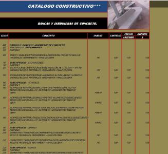 Catalog of construction of concrete benches and planters