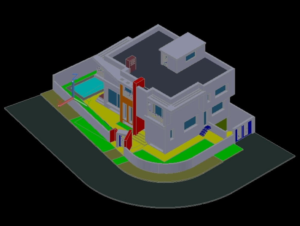 Single-family homes with 2 levels in 3d.