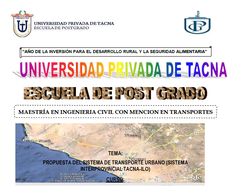 Vorschlag für das städtische Verkehrssystem (interprovinzielles System tacna - ilo)