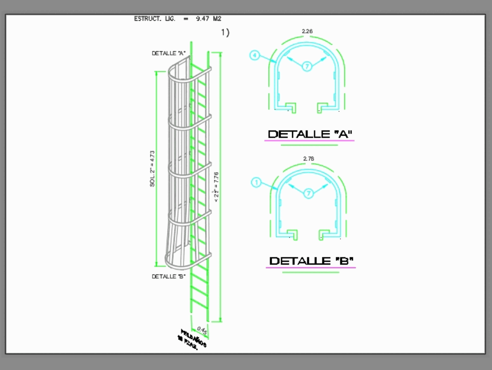 Escalera marina a10 en AutoCAD | Descargar CAD (50.03 KB) | Bibliocad