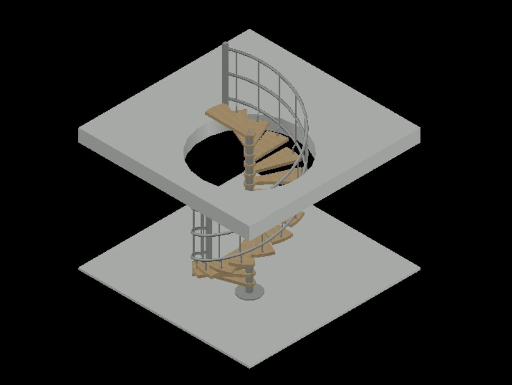 Escalier hélicoïdal en 3D.