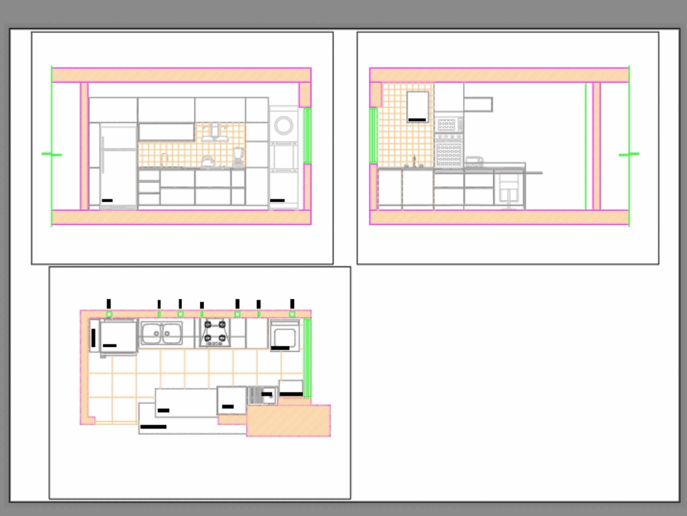 Small kitchen  design  in AutoCAD  Download CAD free 96 68 