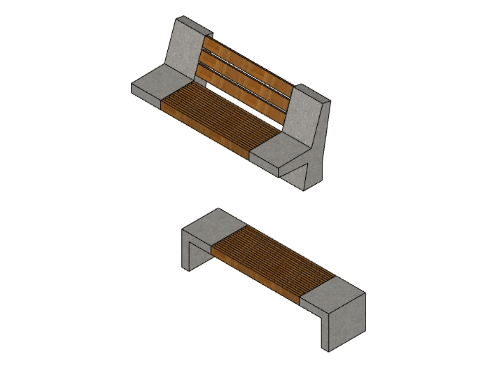 Bench of concrete and wood