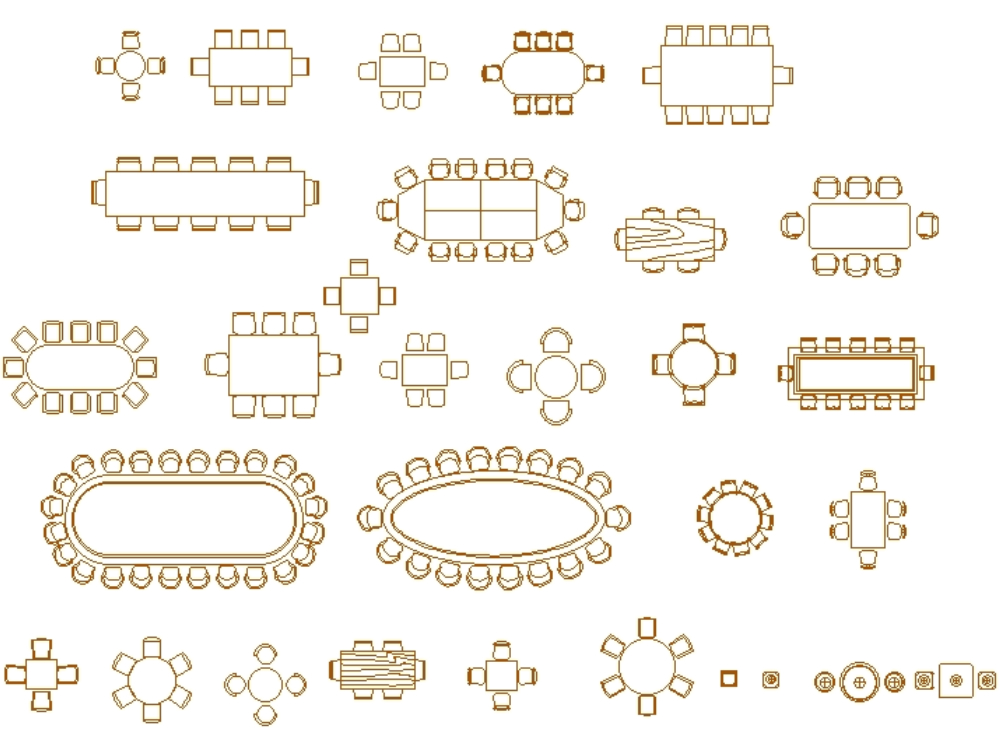 Mesas 2d em AutoCAD 162 Blocos CAD gratis