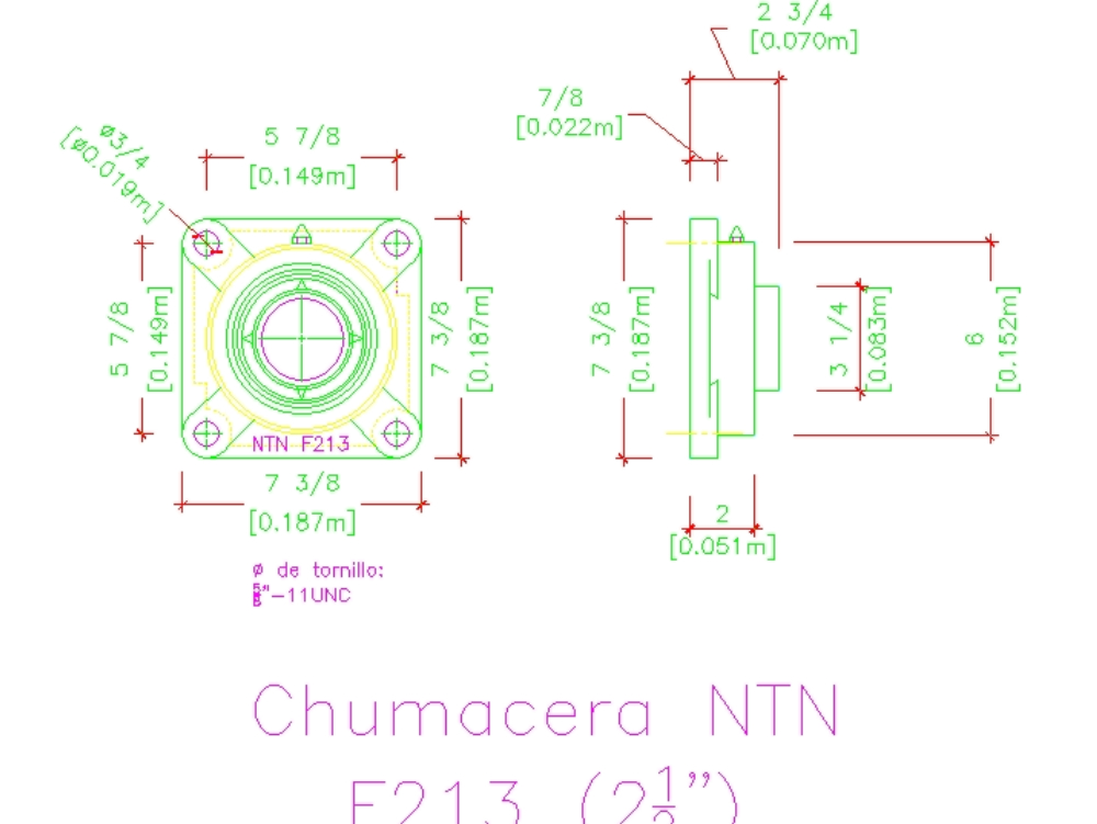 Chumacera NTN F213 para eje de 2 12