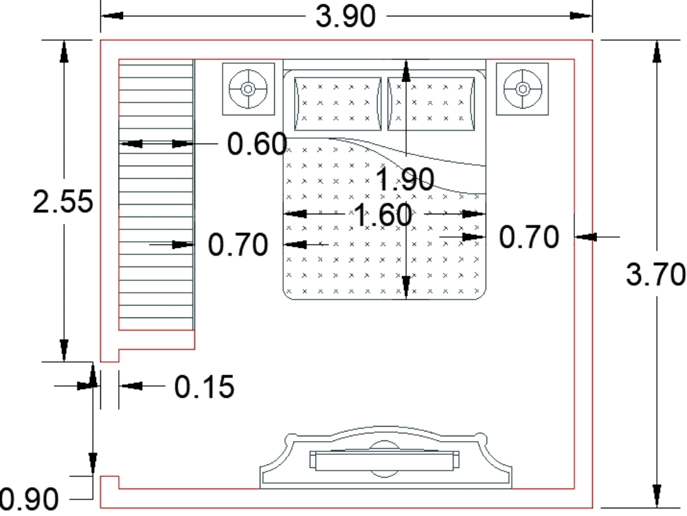 Mobiliario dormitorio principal en AutoCAD | CAD (95.14 KB) | Bibliocad