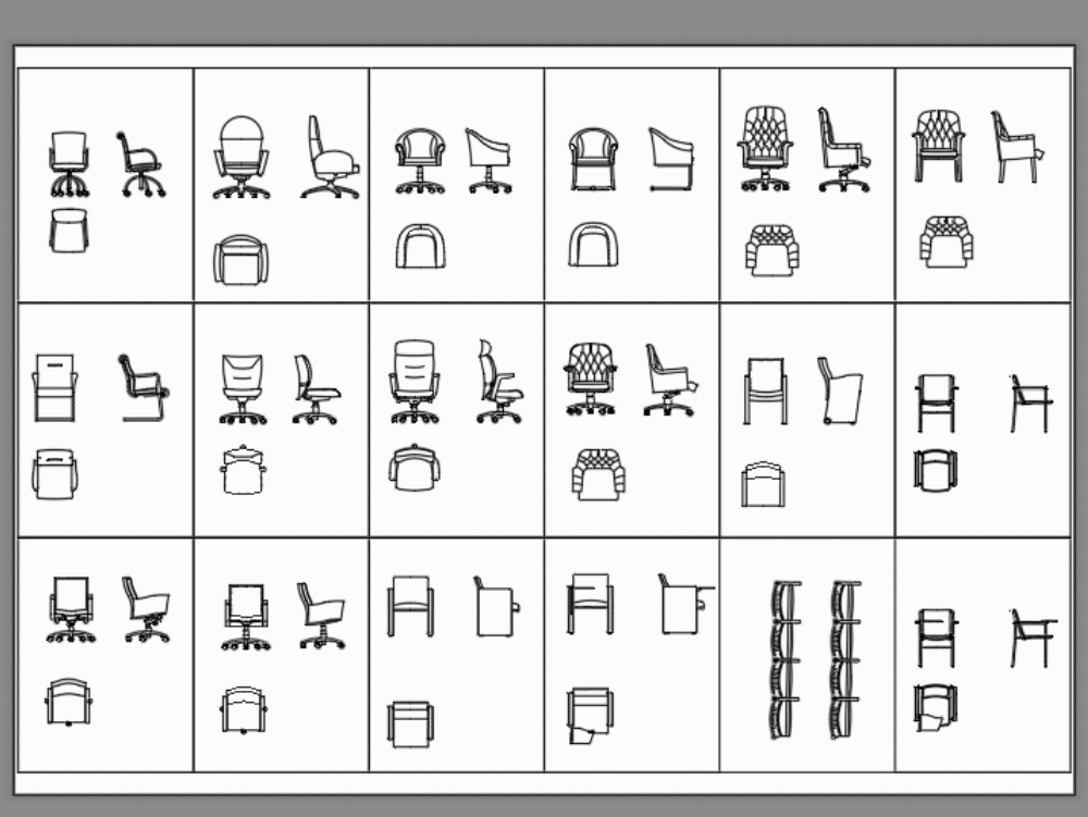 Sillas De Oficina En Autocad Descargar Cad Kb Bibliocad