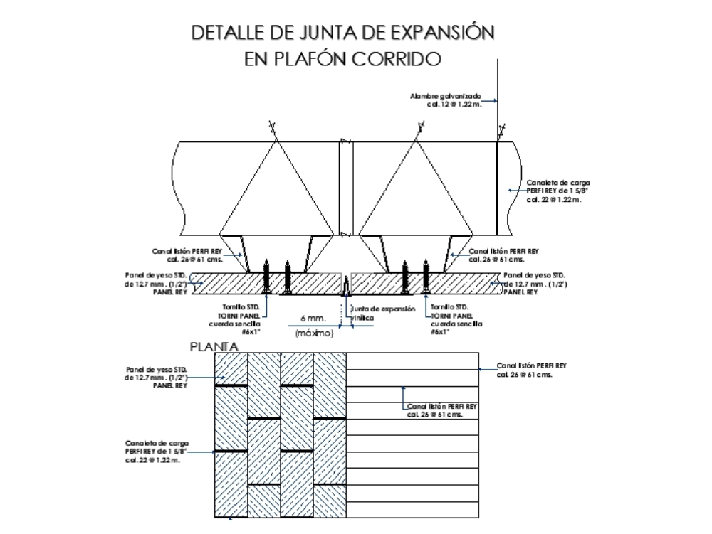 Expansion joint in continuous ceiling