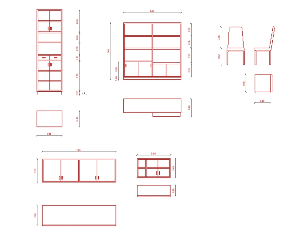 Muebles en AutoCAD | Descargar CAD gratis (63.58 KB) | Bibliocad