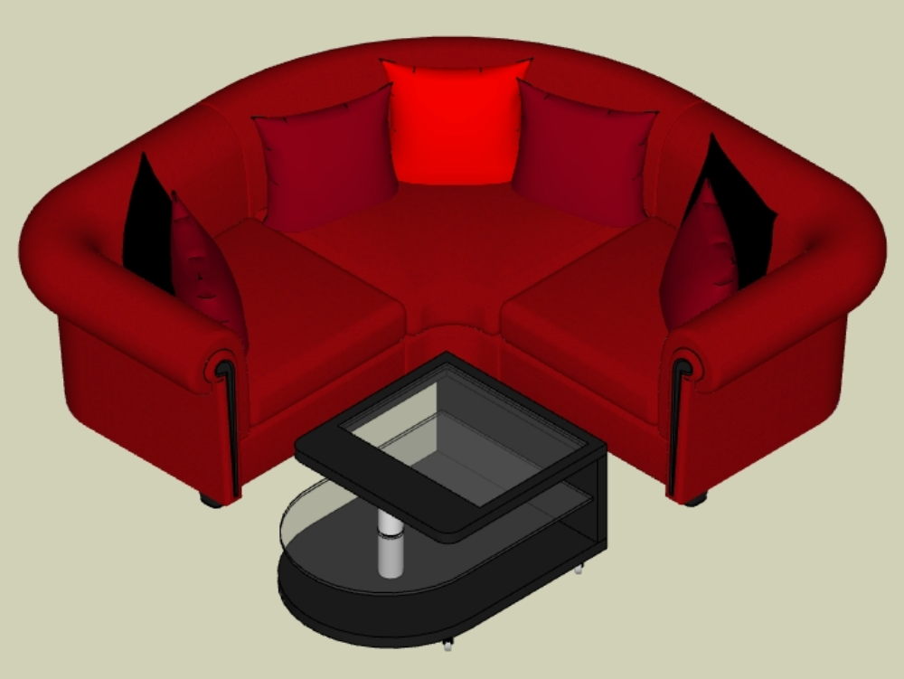 Sofá e mesa 3D