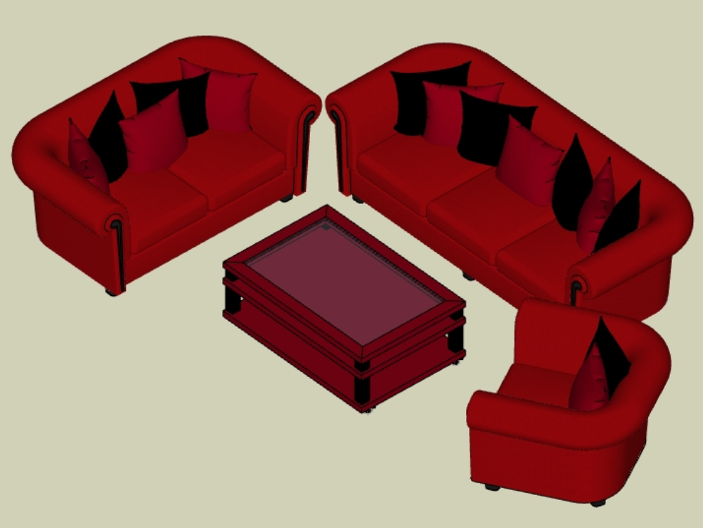 Sofas und 3D-Tische