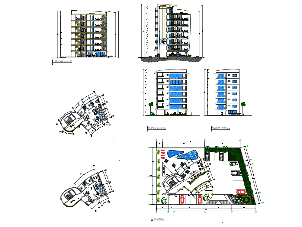 Luxury apartment building. in AutoCAD  CAD (22.22 MB)  Bibliocad