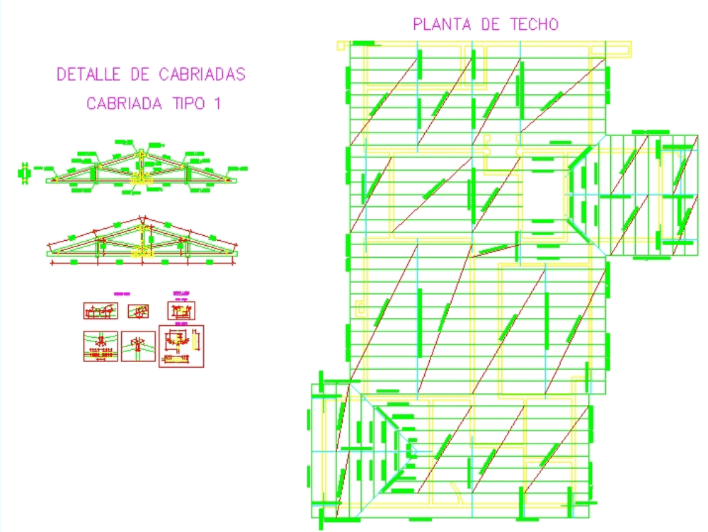 Plano de detalles de una cabriada de madera (121.13 KB) | Bibliocad