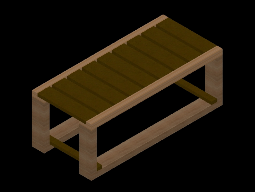 3d wooden bench.