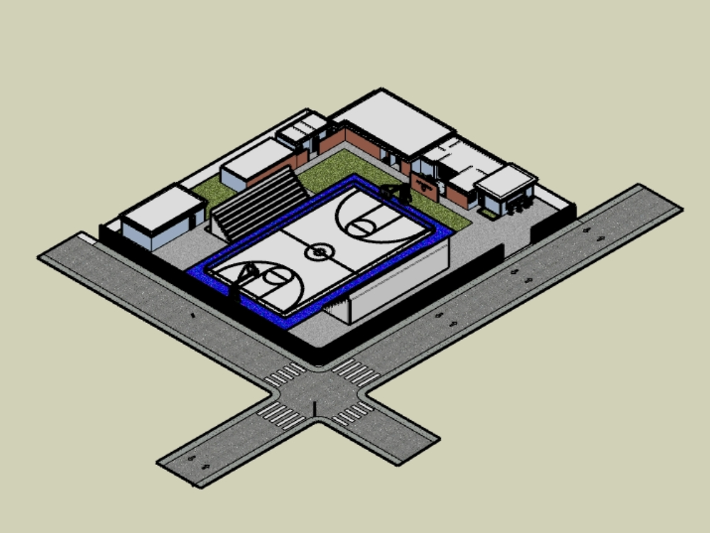 Quadra de basquete em SKP | Baixar CAD (2.03 MB) | Bibliocad