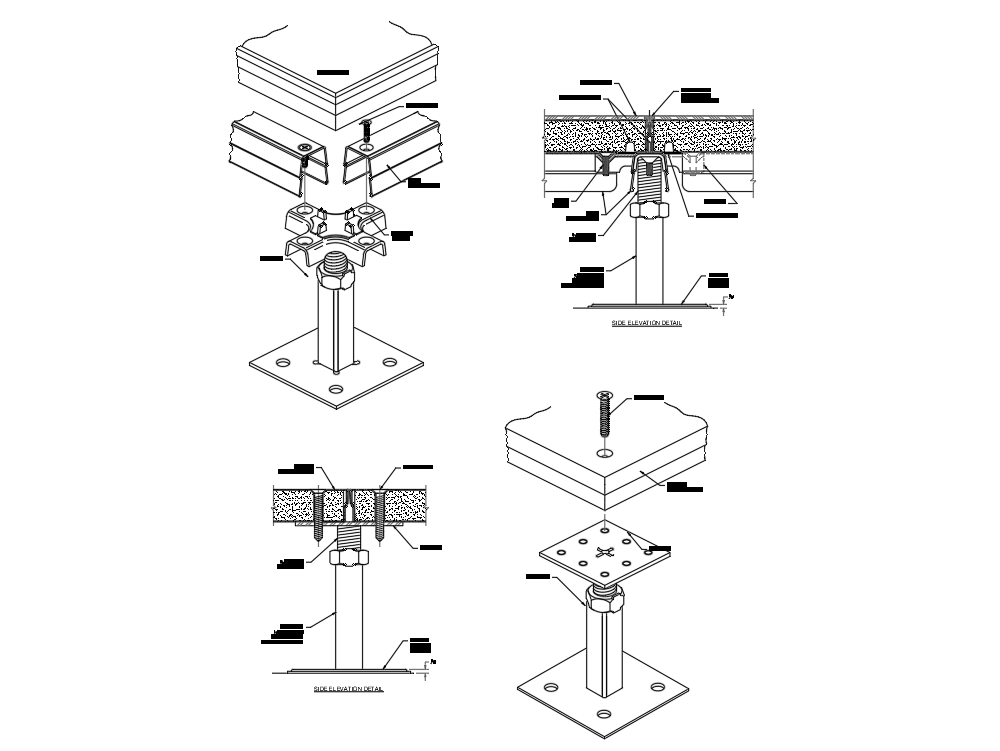 Raised floor system detail of pedestal (159.74 KB) | Bibliocad