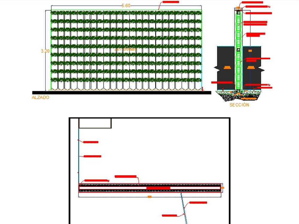 Detail Of A Green Wall In Autocad Cad Download 216 21 Kb Bibliocad