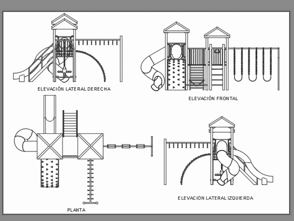 Playground Cad Blocks Swings Dwg Playground Equipment Autocad Slides ...