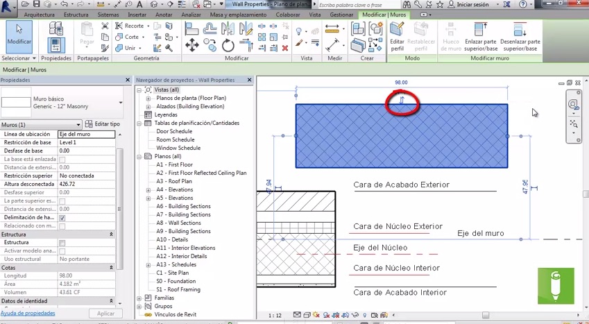 Revit - 6 types of wall location lines