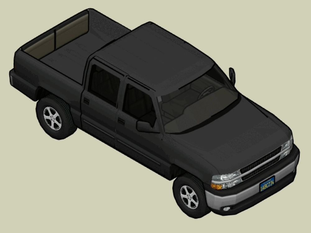 Pickup truck 3d in SKP CAD download (1.01 MB) Bibliocad