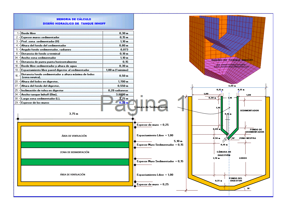 Réservoir imhoff de conception hydraulique