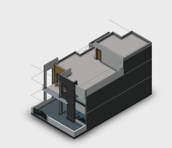 Edificio de vivienda 3D en 2 niveles