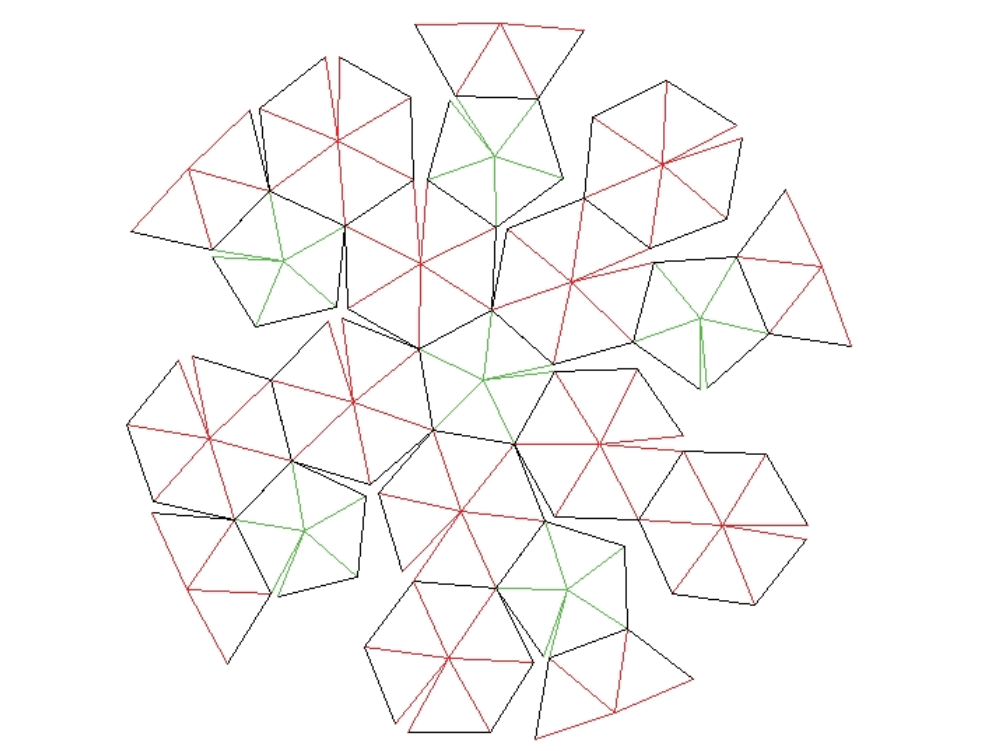 Template for geodesic dome 3v.