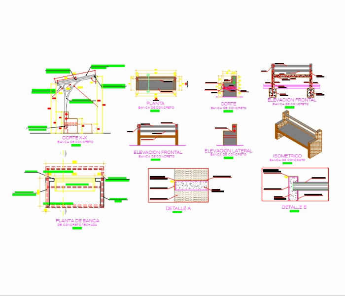 Detail der Bänke mit Polycarbonatabdeckung