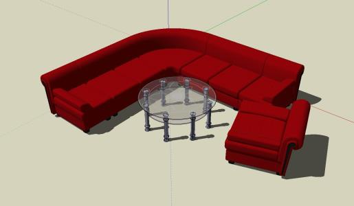 3D rote Wohnzimmermöbel