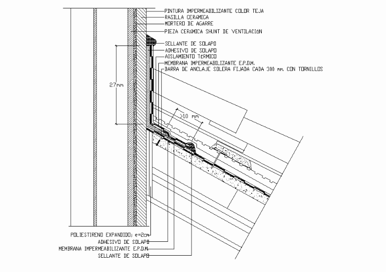 Detalhe, reunião, faldon, cobertura, com, ventilação, shunt