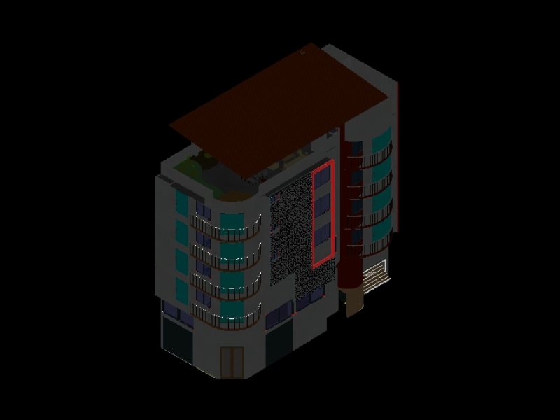Immeuble multifamilial de 5 étages en 3D