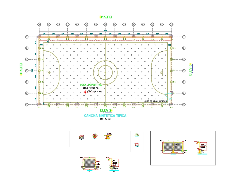 synthetic court without roof
